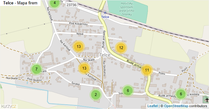 Telce - mapa firem