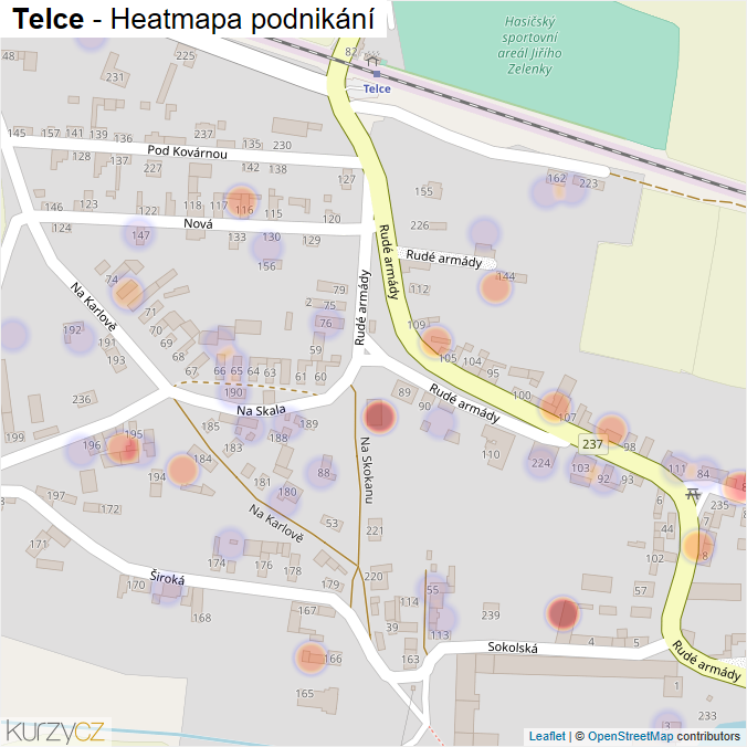 Mapa Telce - Firmy v části obce.