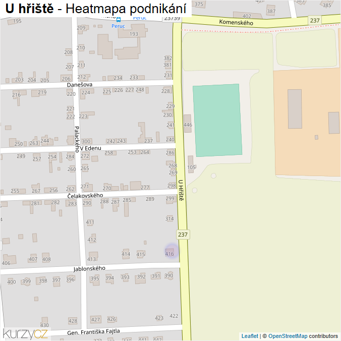 Mapa U hřiště - Firmy v ulici.