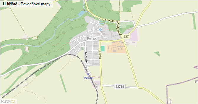 U hřiště - záplavové mapy stoleté vody