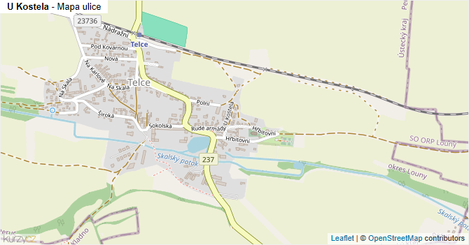 U Kostela - mapa ulice