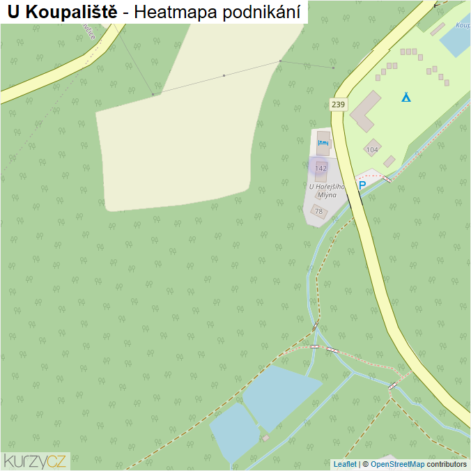 Mapa U Koupaliště - Firmy v ulici.