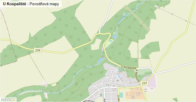 U Koupaliště - záplavové mapy stoleté vody