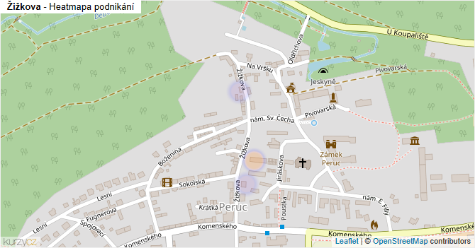 Žižkova - mapa podnikání
