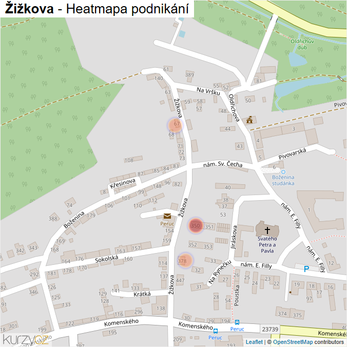 Mapa Žižkova - Firmy v ulici.