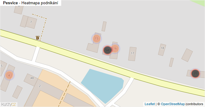 Pesvice - mapa podnikání