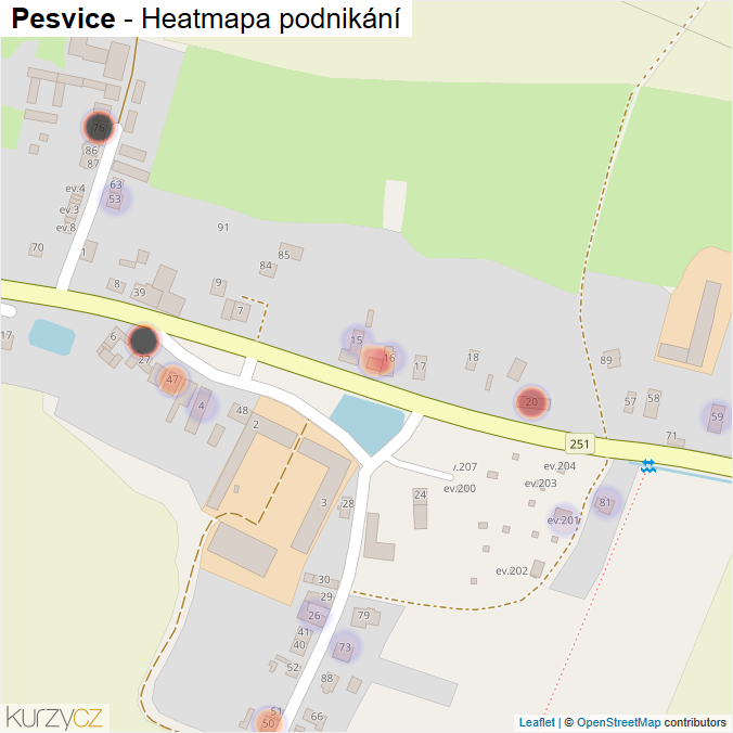 Mapa Pesvice - Firmy v části obce.