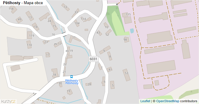 Pětihosty - mapa obce