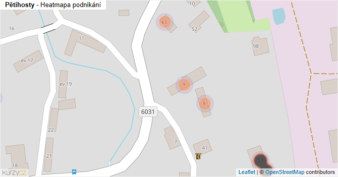 Pětihosty - mapa podnikání