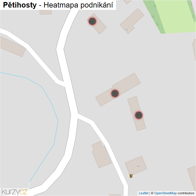 Mapa Pětihosty - Firmy v obci.