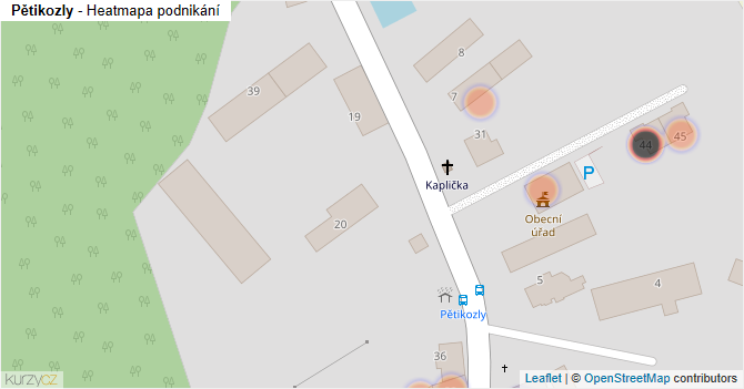 Pětikozly - mapa podnikání