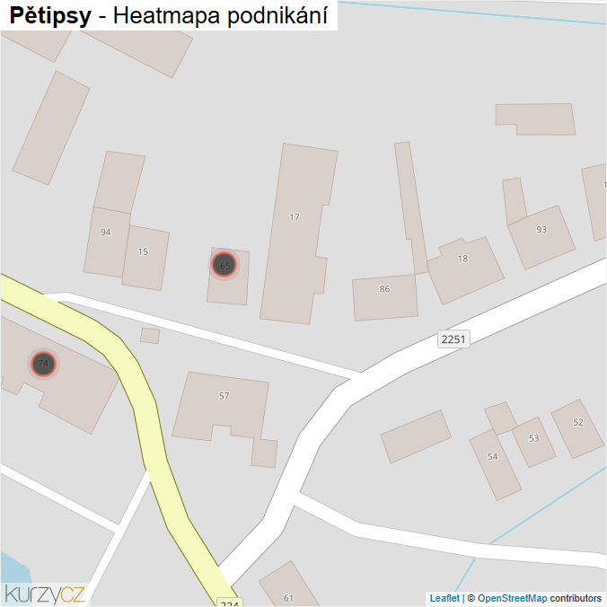 Mapa Pětipsy - Firmy v obci.