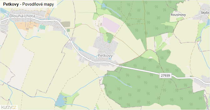 Petkovy - záplavové mapy stoleté vody