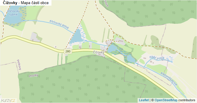 Čížovky - mapa části obce