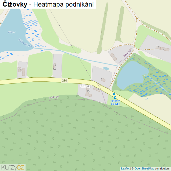 Mapa Čížovky - Firmy v části obce.