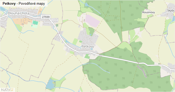 Petkovy - záplavové mapy stoleté vody