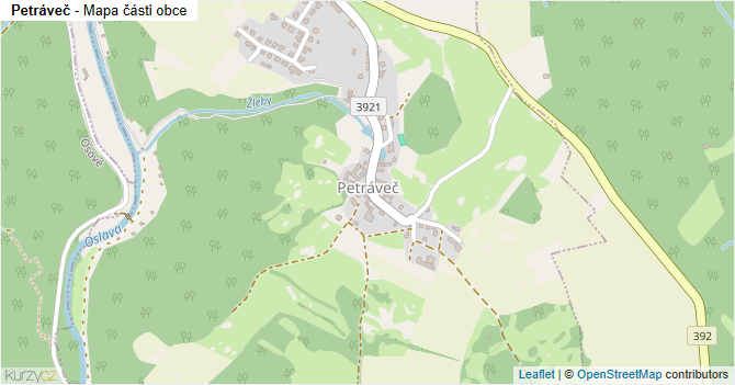 Petráveč - mapa části obce
