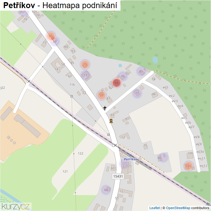 Mapa Petříkov - Firmy v části obce.
