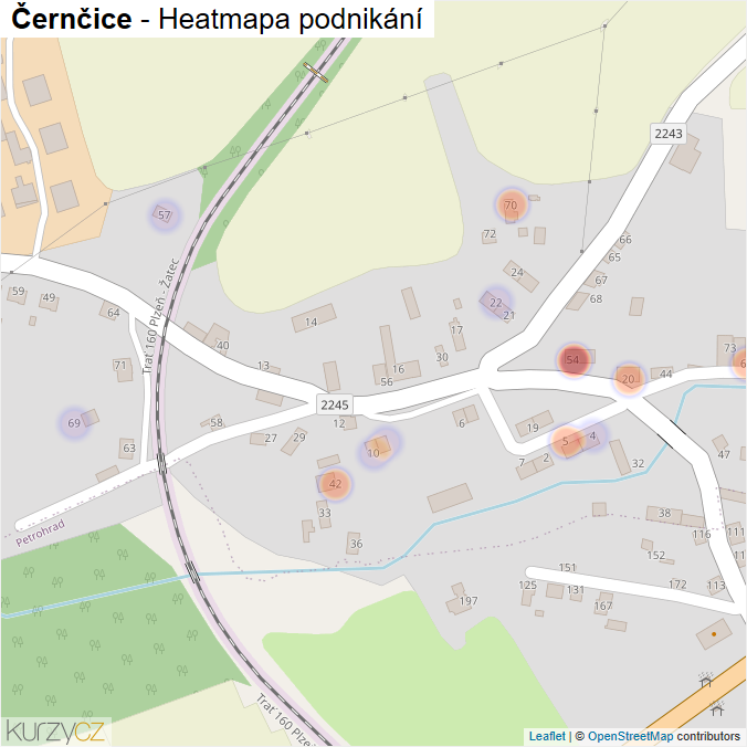 Mapa Černčice - Firmy v části obce.