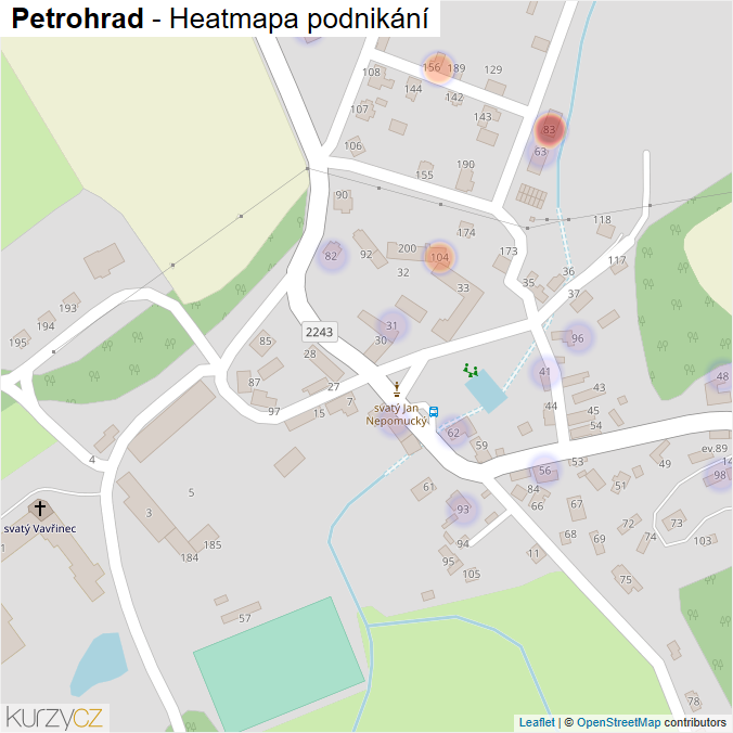 Mapa Petrohrad - Firmy v části obce.