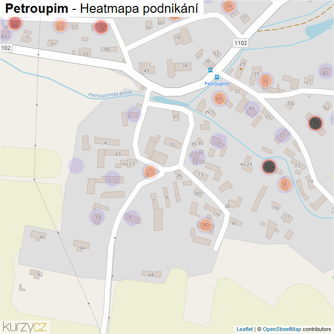 Mapa Petroupim - Firmy v části obce.