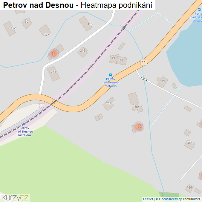 Mapa Petrov nad Desnou - Firmy v obci.