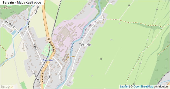 Terezín - mapa části obce