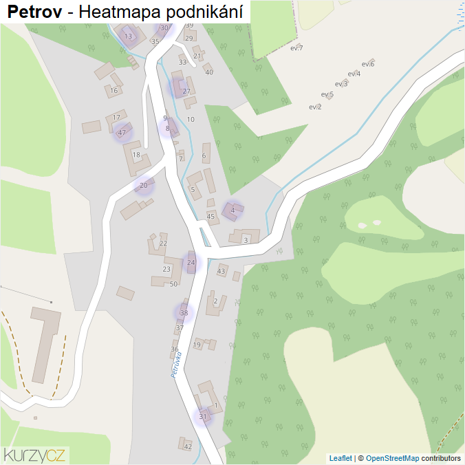 Mapa Petrov - Firmy v části obce.