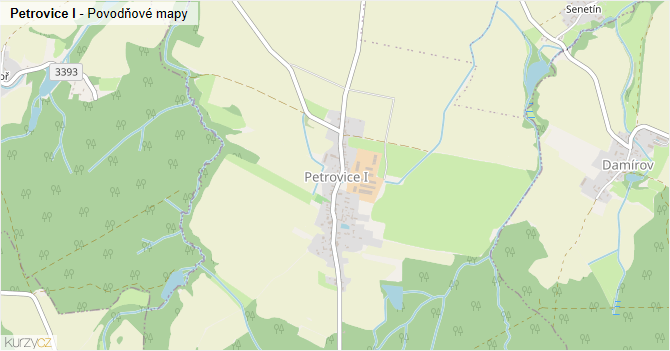 Petrovice I - záplavové mapy stoleté vody