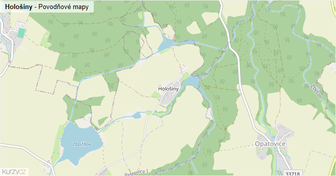Hološiny - záplavové mapy stoleté vody