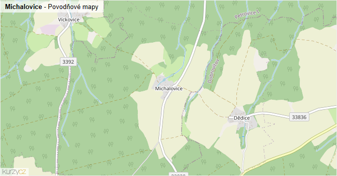 Michalovice - záplavové mapy stoleté vody