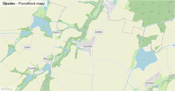 Újezdec - záplavové mapy stoleté vody
