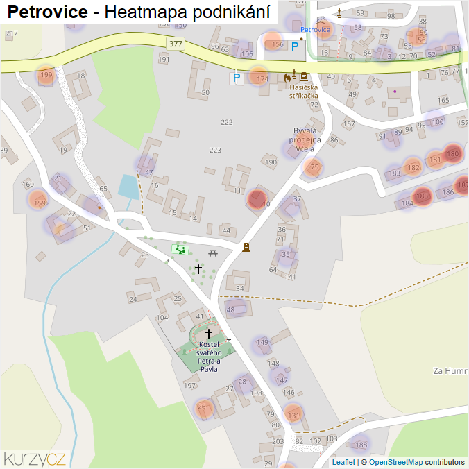 Mapa Petrovice - Firmy v části obce.