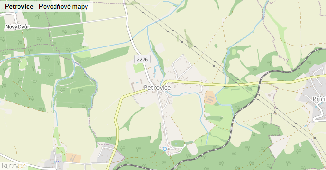 Petrovice - záplavové mapy stoleté vody