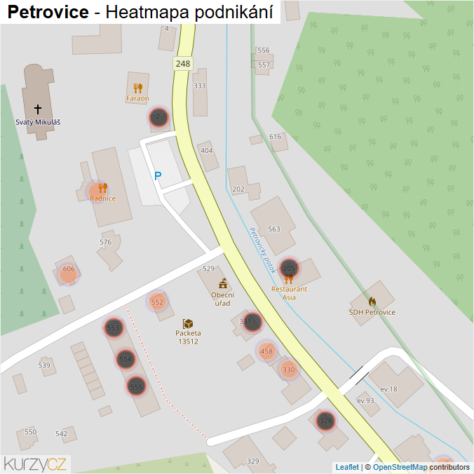 Mapa Petrovice - Firmy v obci.