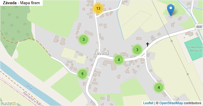 Závada - mapa firem
