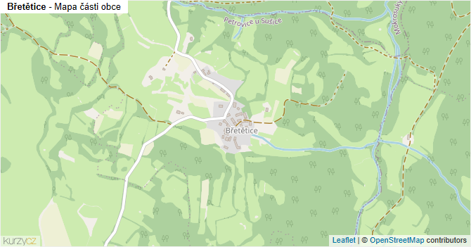 Břetětice - mapa části obce