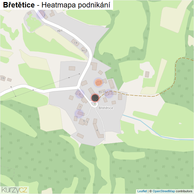 Mapa Břetětice - Firmy v části obce.