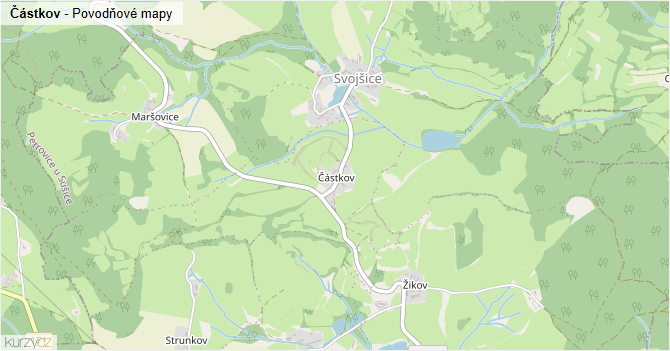 Částkov - záplavové mapy stoleté vody