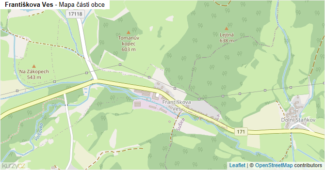 Františkova Ves - mapa části obce