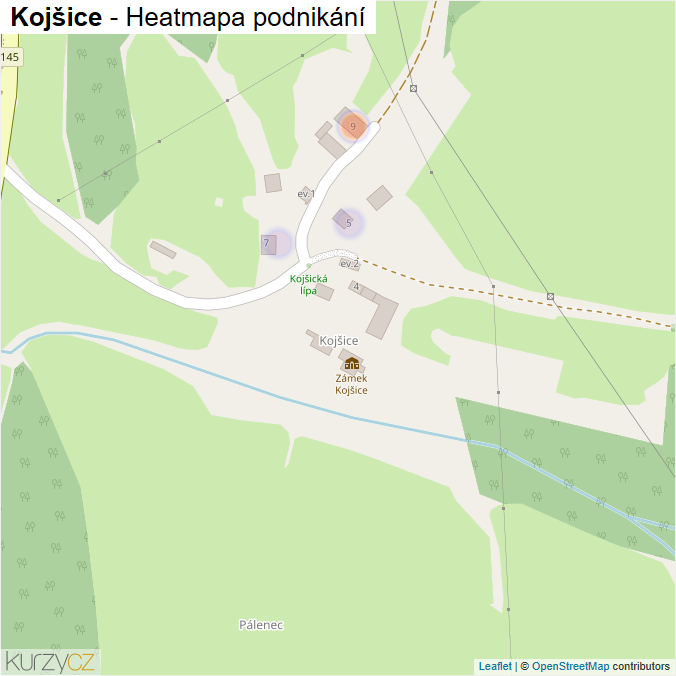 Mapa Kojšice - Firmy v části obce.