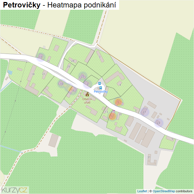 Mapa Petrovičky - Firmy v části obce.