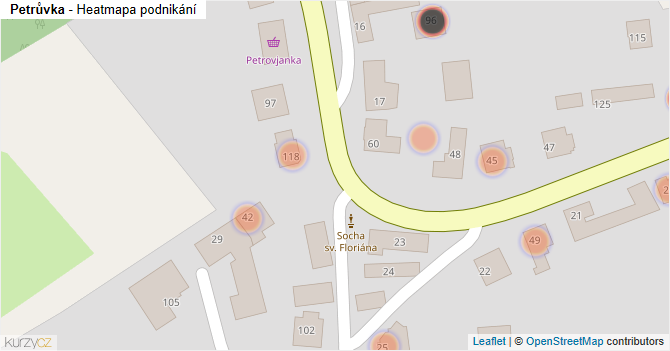 Petrůvka - mapa podnikání