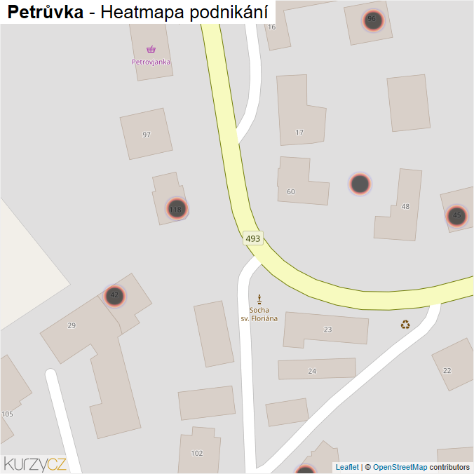 Mapa Petrůvka - Firmy v obci.