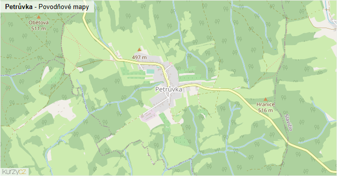 Petrůvka - záplavové mapy stoleté vody