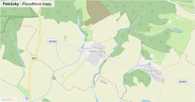 Petrůvky - záplavové mapy stoleté vody