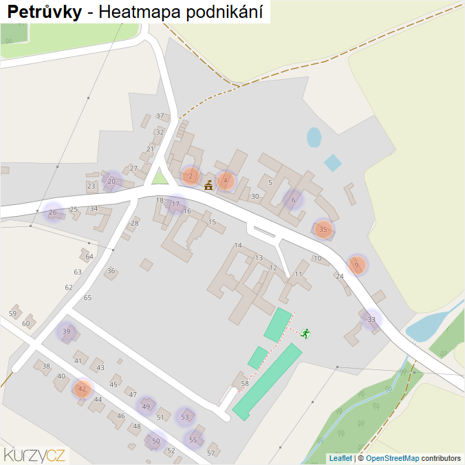 Mapa Petrůvky - Firmy v části obce.