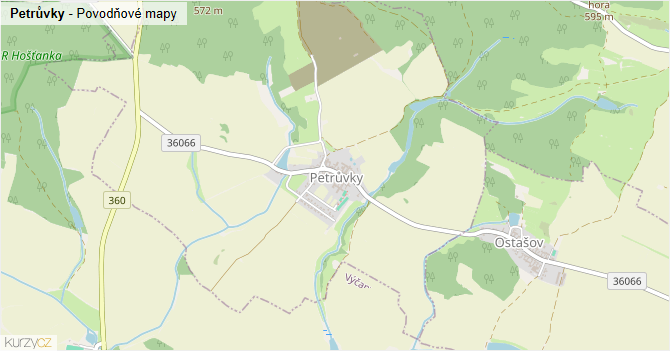 Petrůvky - záplavové mapy stoleté vody