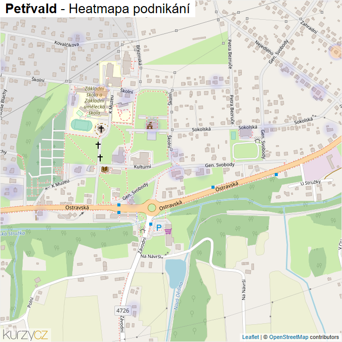 Mapa Petřvald - Firmy v obci.