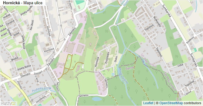 Hornická - mapa ulice